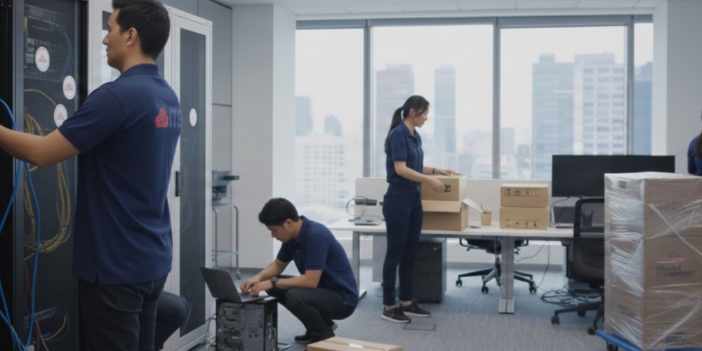 IT Office Relocation - technicians preparing for relocation