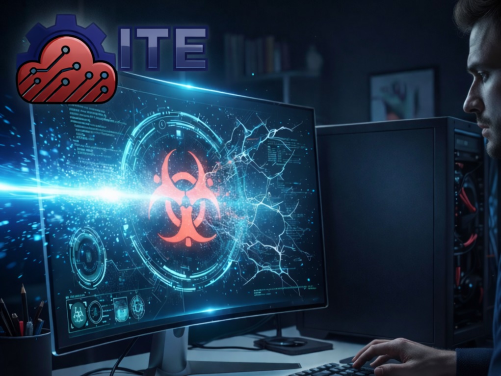 Virus Removal Service- Technician removing computer virus